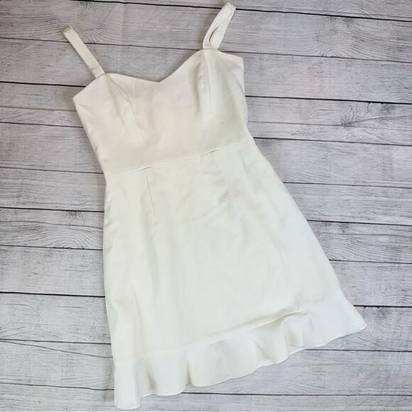 French Connection White Ruffle Trim Mini Dress  Size 2 - Picture 1 of 7